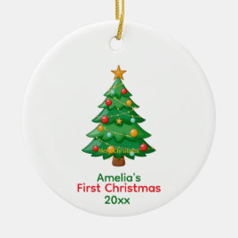 Enkel Första julen för bebis med julgran ornament