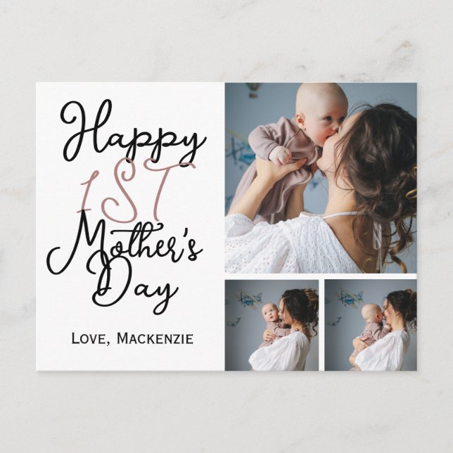 Enkel första Mor-dag ger tre fotomaket Helg Vykort (Framsida)