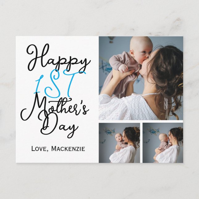 Enkel första Mor-dag ger tre fotomaket Helg Vykort (Framsida)