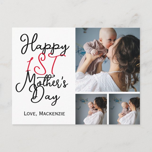 Enkel första Mor-dag ger tre fotomaket Helg Vykort (Framsida)