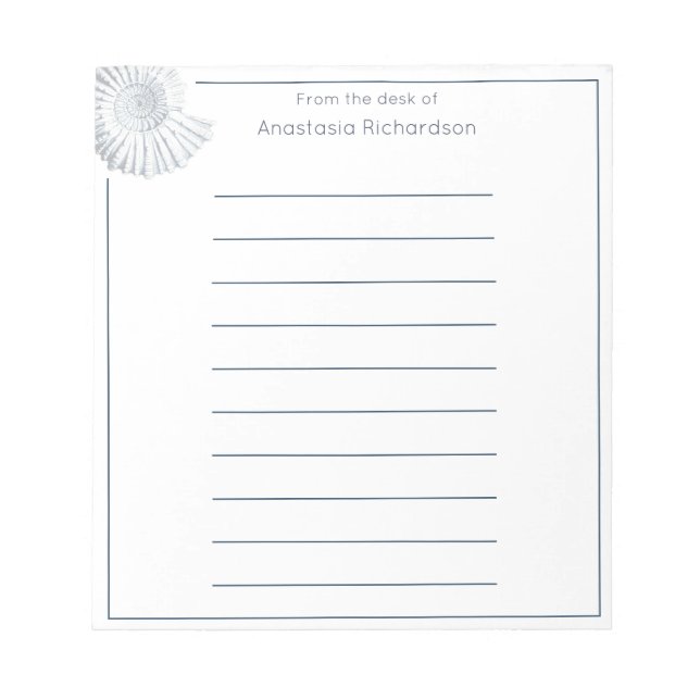 Enkel Fossil Snäcka Pastel Blue från skrivbordet Anteckningsblock (Framsida)