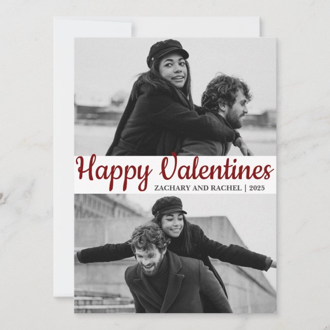 Enkel foto av Elegant Kärlek valentines day par 2 Julkort (Framsida)