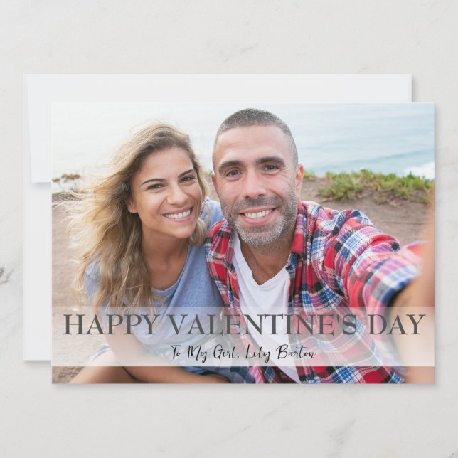 Enkel foto av Elegant Kärlek valentines day par Julkort (Framsida)
