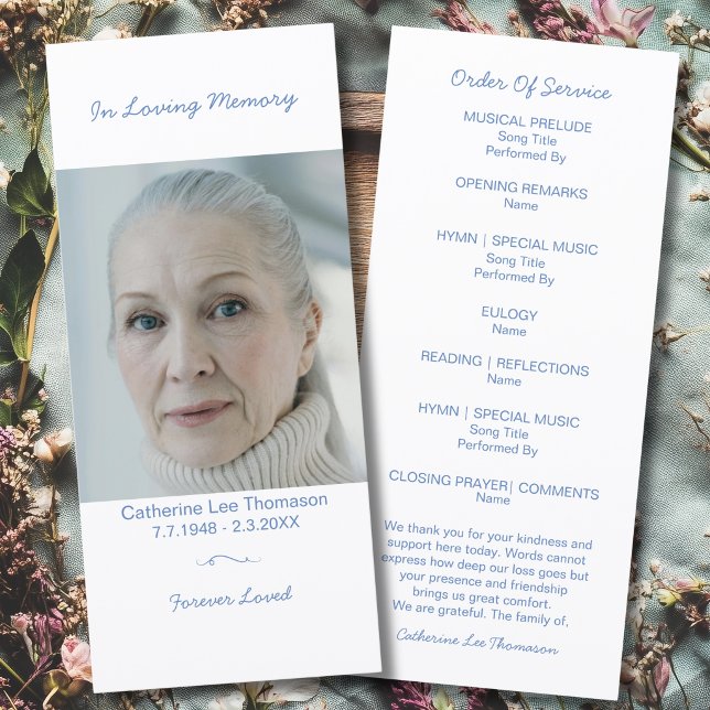 Enkel Foto Begravning Order Of Service Platt Progr Program (Simple Photo Funeral Order Of Service Flat Program
)