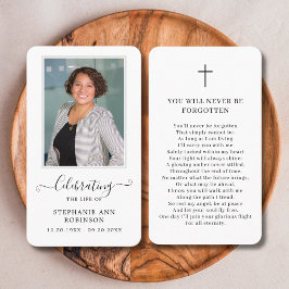 Enkel foto begravningsminneskort för böner visitkort