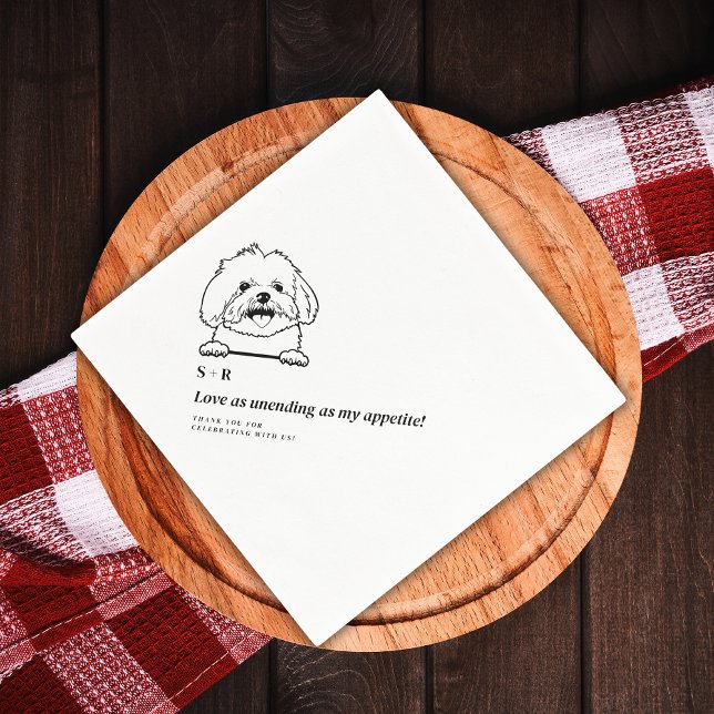 Enkel foto Cute Roligt Hund Pet Bröllop Pappersservett (Skapare uppladdad)