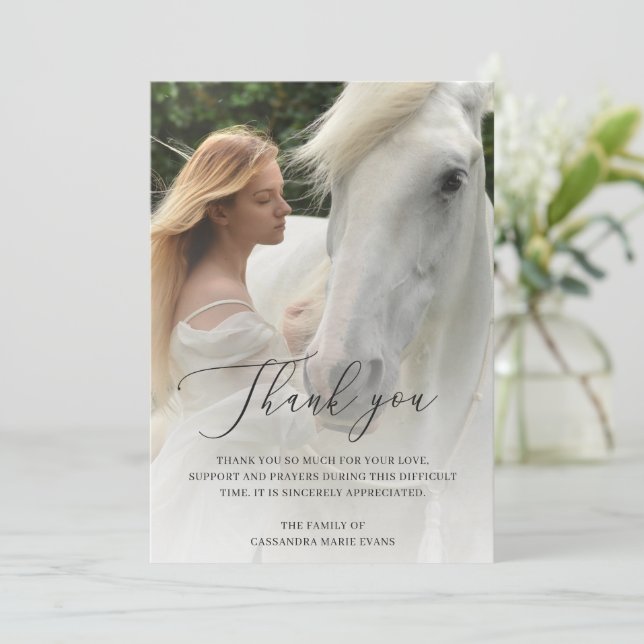 Enkel foto-Elegant - begravning Tack Kort (Stående Fram)