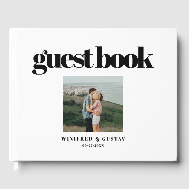 Enkel foto för elegant och chic bröllop gästböcker (Framsida)