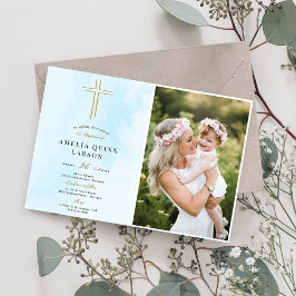 Enkel foto för Guld Kor-baptism i Elegant Inbjudningar