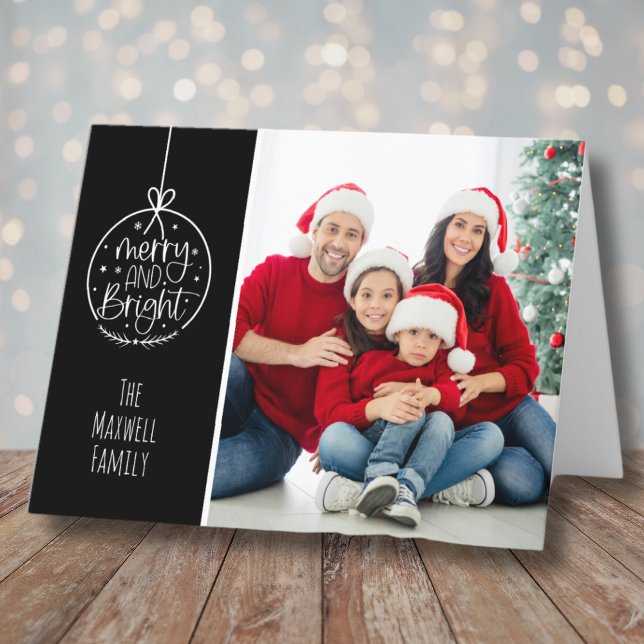 Enkel Foto Glad Ljuvlig Jul Helgkort (Simple Modern Photo Merry Bright Christmas Holiday Card)