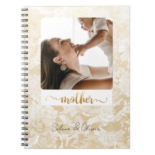 Enkel Foto Guld Glitter Skrift Mamma Dagbok Anteckningsbok