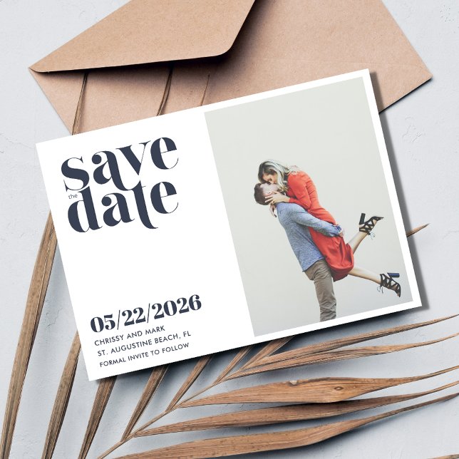 Enkel foto Modern Bröllop spara datum Spara Datumet (Simple Photo Modern Wedding Save the Date)