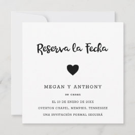 Enkel foto Modern Heart Spanska Bröllop Spara Datumet