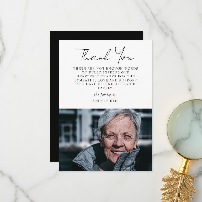 Enkel Foto Sympati Kalligrafi Tack Kort (Fram/Back In Situ)