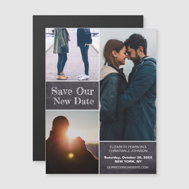 Enkel fotoändring av Anpassningsbarna Byt datum br Magnetisk Inbjudningskort (Fram/baksida)