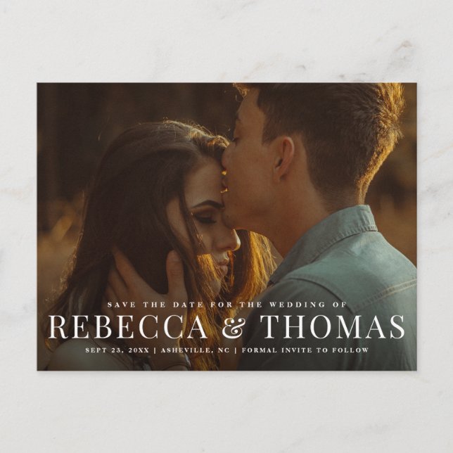 Enkel Fotobryllopsinbjudan postkort Meddelande Vykort (Framsida)