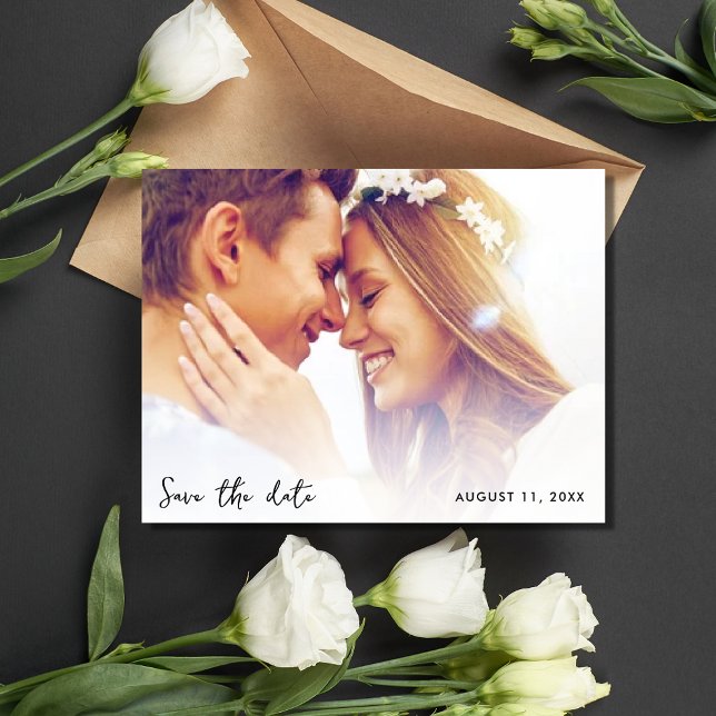 Enkel fotobudget Bröllop spara datum Meddelande Vykort (Simple Photo Budget Wedding Save the Date Announcement Postcard)