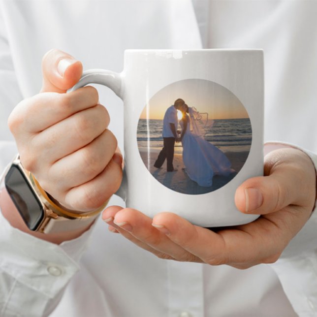 Enkel fotodesign i två kretsar kaffemugg (Simple Two Circle Photo Design Coffee Mug)