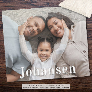 Enkel fotofamilj i Namn Fleecefilt