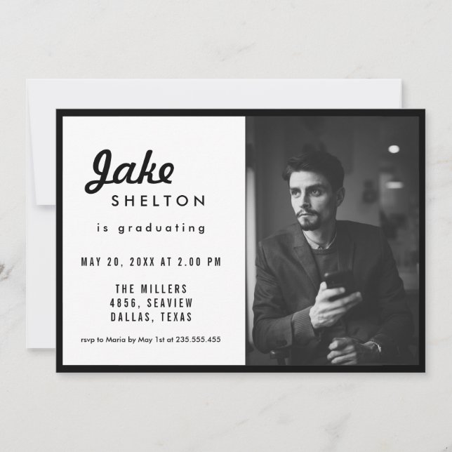 Enkel fotofil för Avslappnad Studenten Inbjudningar (Framsida)