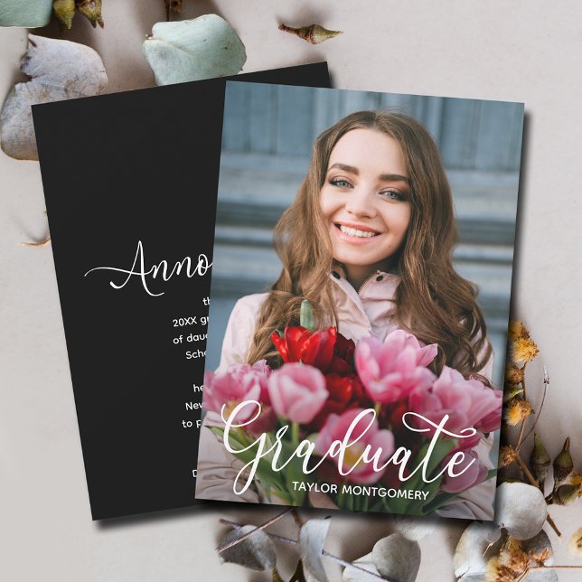 Enkel fotofil för skript Studenten Meddelande (Simple Script Graduation Photo Announcements)