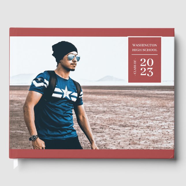 Enkel fotoflik Studenten Red Guest Bok (Framsida)