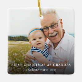 Enkel fotoförsta jul som morfar julgransprydnad keramik