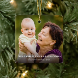 Enkel fotoförsta jul som mormor julgransprydnad keramik