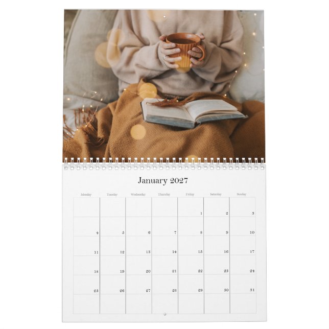 Enkel fotografisk 2025-väggkalender kalender (Jan 2027)