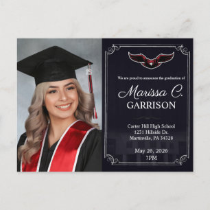 Enkel fotoinbjudan till Studenten i Elegant Inbjudan Vykort