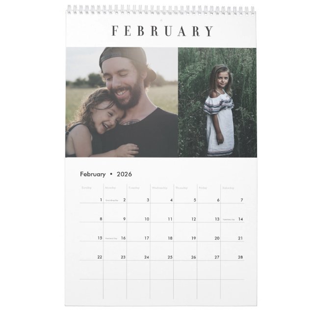 Enkel fotokalender för modern Anpassningsbar Kalender (Feb 2026)