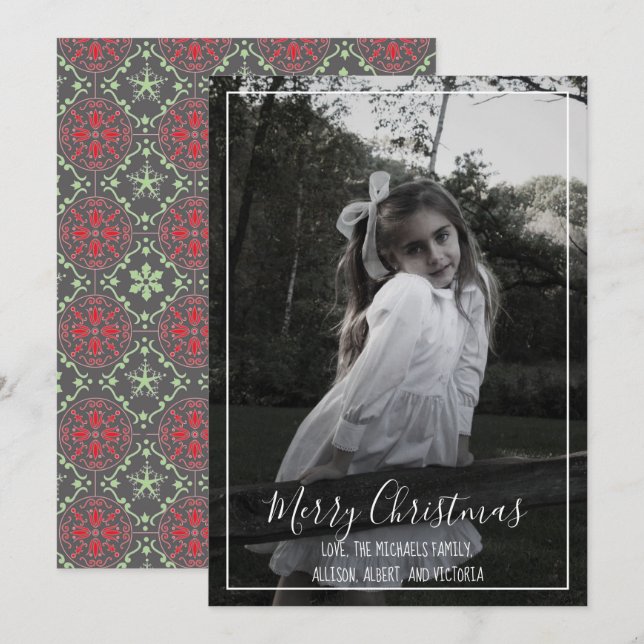 Enkel fotokalligrafiskript i god jul julkort (Fram/baksida)