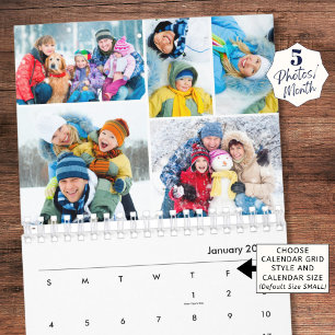 Enkel fotokollage 5 per månad kalender
