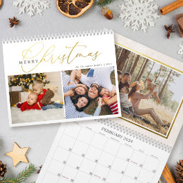 Enkel fotokollage av Guld Script God jul 2 2 Kalender