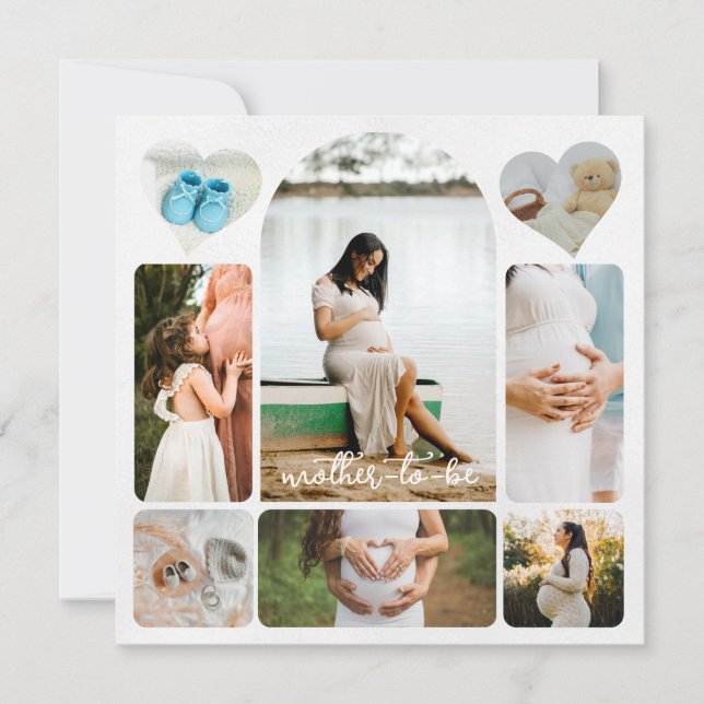 Enkel fotokollage för blivande mamma inbjudningar (Framsida)