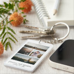 Enkel fotokollage Modern<br><div class="desc">Modern nyckelkedja med en enkel och minimal svart och vit design med en fotokollage av fyra av dina favoriter bröllop bilder. Nedan står namn i ett elegant-skript tillsammans med ditt bröllop-datum. Baksidan har ett foto för storlekt lodrät i fullt.</div>
