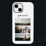 Enkel fotokollage Modern<br><div class="desc">Modern telefonväska med en enkel och minimal svartvit design med en fotokollage av fyra av ditt favoritprogram bilder tillsammans med ditt namn i ett elegant-skript.</div>