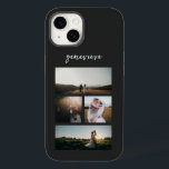 Enkel fotokollage Modern<br><div class="desc">Modern telefonväska med en enkel och minimal design med en fotokollage av fyra av ditt favoritprogram bilder tillsammans med ditt namn i ett elegant-skript över en svart bakgrund.</div>