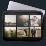 Enkel fotokollage Modern Laptop Fodral<br><div class="desc">Modern laptop sleeve med en enkel och minimal svart design med en fotokollage av sex av dina favoriter bröllop bilder. Eleganten laptop sleeve är perfekt för en nylovad brud.</div>