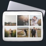 Enkel fotokollage Modern Laptop Fodral<br><div class="desc">Modern laptop sleeve har en enkel och minimal vit design med en fotokollage av sex av dina favoriter bröllop bilder. Den här bärbara eleganten är en perfekt för en ny brud.</div>