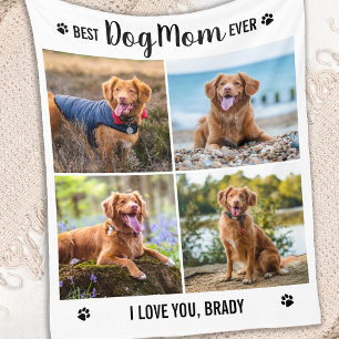 Enkel fotokollage Personlig DOG MOM Bilder Fleecefilt