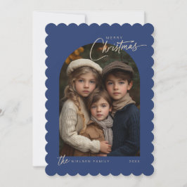 Enkel fotokopia av blått God jul-skript Julkort