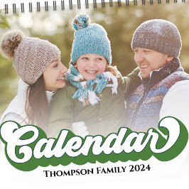Enkel fotomånads Coola Retro Typography Colorful Kalender