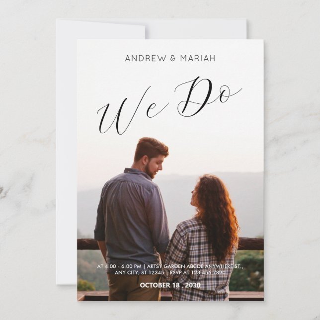 Enkel fotominimalistisk inbjudan till bröllop (Framsida)