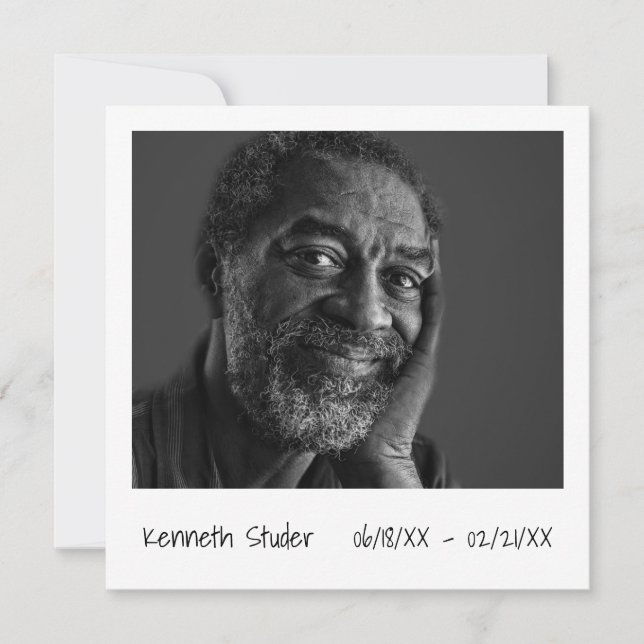 Enkel fotomodern dödsdag inbjudningar (Framsida)