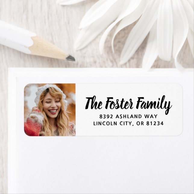 Enkel fotomodern Studenten-Returadress Returadress Etikett (Insitu)