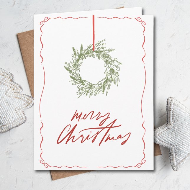 Enkel fotopappad jul i Hand plockade Kort (Simple Hand Drawn Photo Folded Christmas Card
)