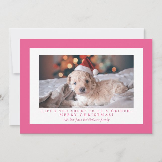 Enkel fotoram med fransk ros  julkort (Framsida)