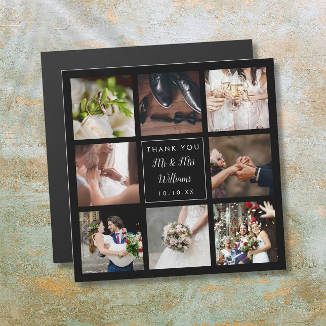 Enkel fotosamling i skript Bröllop, Tack (Simple Script Wedding Photo Collage Thank You)