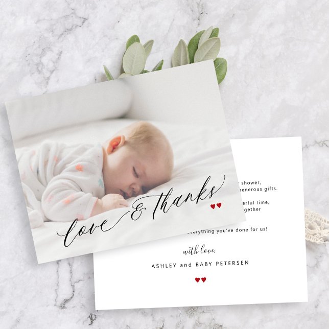 Enkel fotosida för baby shower med tack och kärlek kort (Skapare uppladdad)